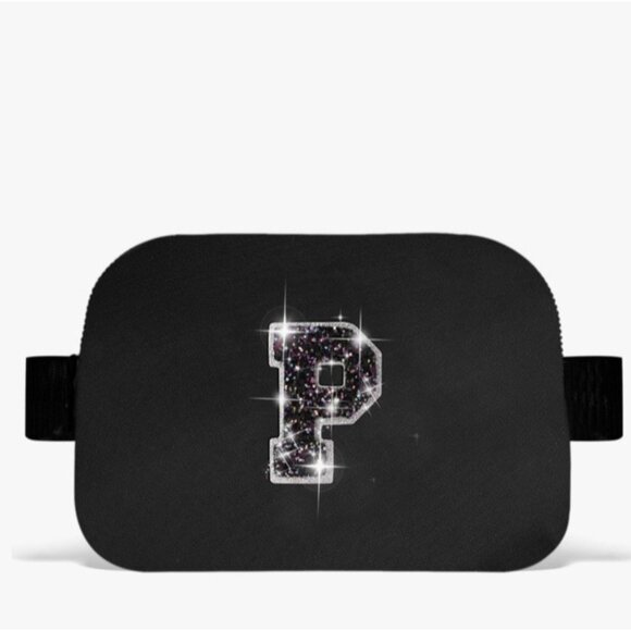 Fanny Pack Or Crossbody Bag Has Initial “ P “ With Lots Of Sparkle On Black - Picture 1 of 7